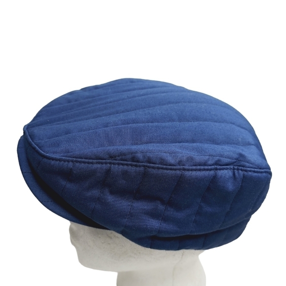 VTG Kroger Style Newsboy Cap Cabbie Hat Mens Blue Quilted LARGE Union Made USA - Picture 2 of 11
